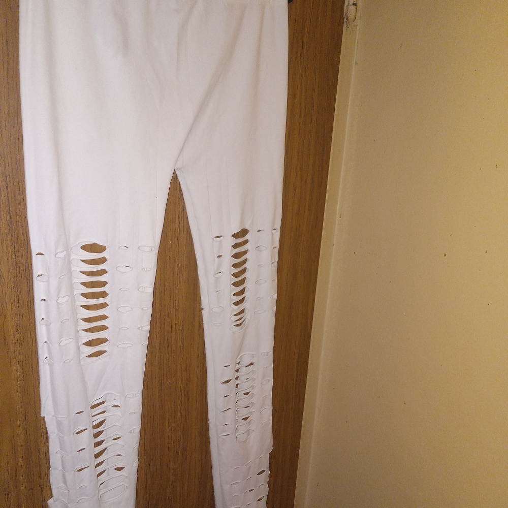 Brand new open stitch leggings.Color white